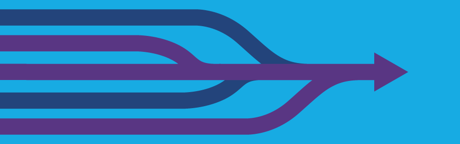 Illustration of multiple lines merging into a single arrow, symbolizing convergence, progress, or streamlined processes.