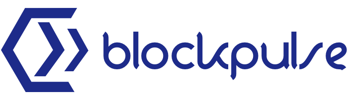 Blockpulse logo in dark blue with a hexagonal arrow symbol, representing a tech or blockchain-focused brand.