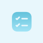 Blue checklist icon with two checkmarks and two horizontal lines, symbolizing task management or completion.